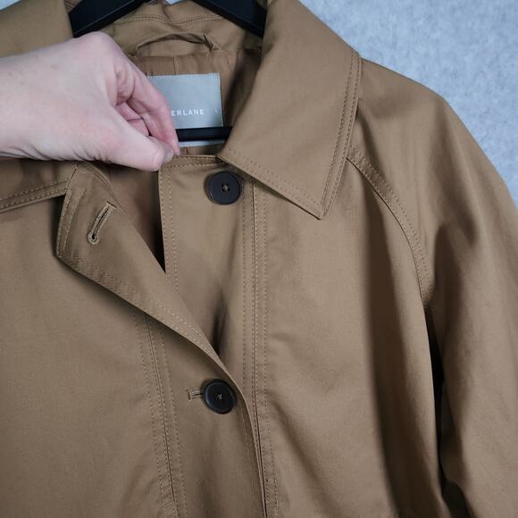 Everlane Long Mac Trench Coat Womens L Cotton Brown Minimalist Capsule Oversized - Picture 5 of 16